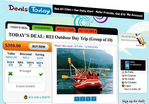 iScripts DailyDeals helps you set up your dailydeals website in minutes.